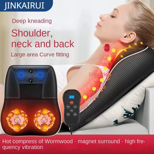 2024 Electric Head Neck Cervical  Body Massage Car Back Pillow with Heating Vibrating Massage Device
